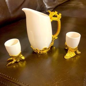 3pc porcelain set 5-1/2” pitcher & 2 2-1/4” cups